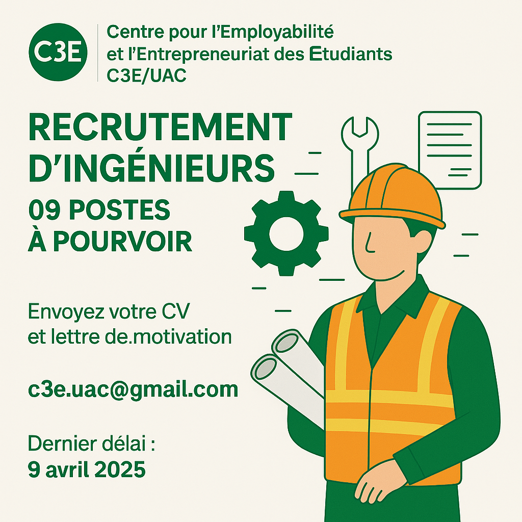 Recrutement d'ingénieurs (9 postes à pourvoir)